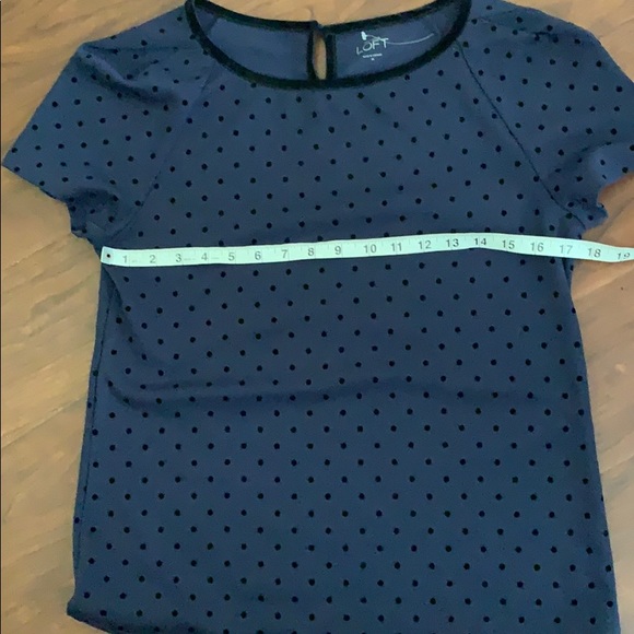 Loft Navy Blue Top with Polka Dots - Picture 7 of 8